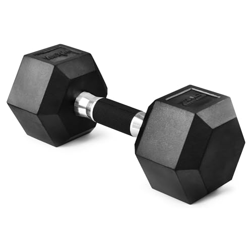 Yes4All 25 lbs Rubber-Coated Hex Dumbbell with Anti-Slip Grip — Durable Cast Iron Core