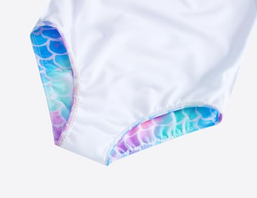Girls One-Piece Swimsuit - Multicolor Scale Design, 7-8 Years
