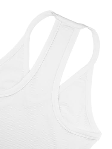 Racerback Tank Top for Women - Slim Fit V Neck Camisole - Medium/White