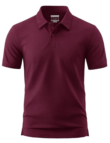 Cotrasen Men's Short Sleeve Pique Cotton Golf Polo Shirt Large Wintered