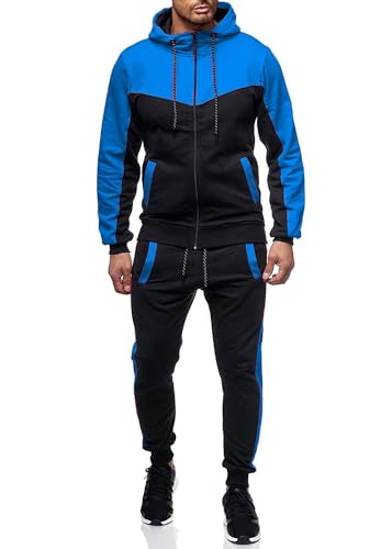 Marine Royal Men's Blue Full Zip Track Suit Set Large Outdoor Jogging Tracksuits