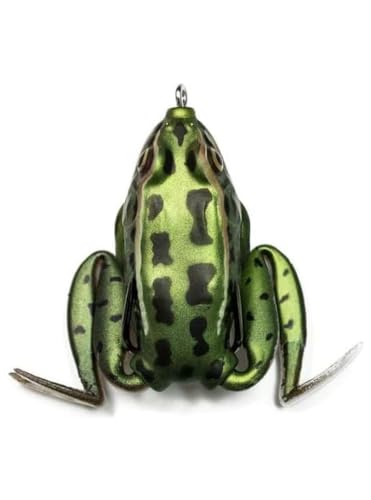 Lunker Frog Fishing Lure - Realistic Topwater Bait, Green Tea