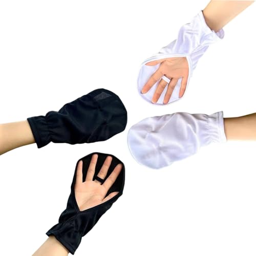UV Protection Fingerless Gloves for Women - White & Black
