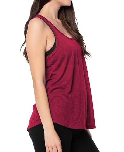 Sexy Basics Women's Everyday Flow Burnout Slub Racer Back Tank 5 Pack – Black, Peach, Veri Peri, Viva Magenta, Navy