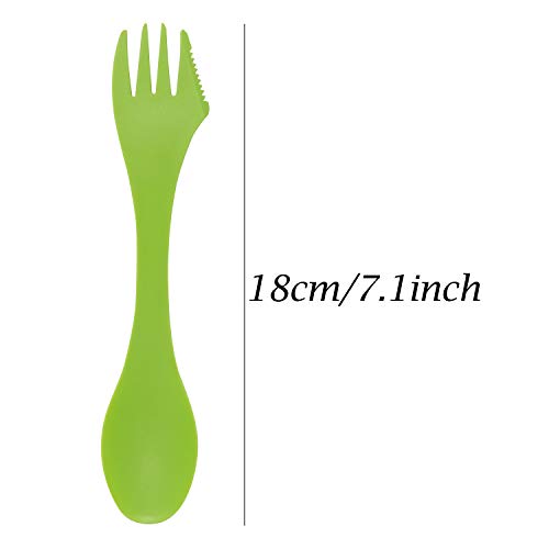 6-Pack Colorful Tritan Sporks - 3 in 1 Spoon, Fork & Knife Set