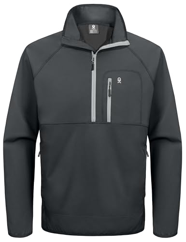 Little Donkey Andy Men's Grey Large Windbreaker Golf Pullover Quarter Zip Jacket