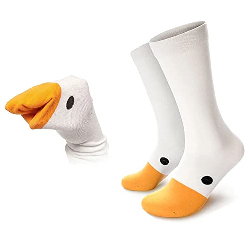 Funny Goose Head Socks - Unisex Cotton Blend Animal Print Crew Socks
