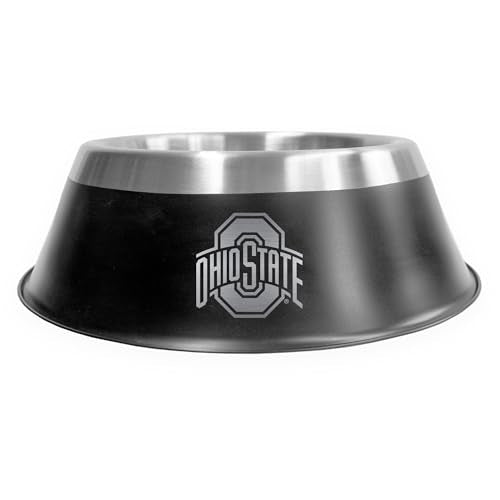 Large Stainless Steel Pet Bowl with Ohio State Buckeyes Logo