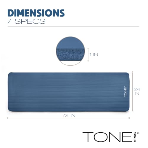 1-Inch Thick Yoga Mat - High-Density, Non-Slip, Diamond/Blue