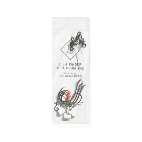 Salt Tide Fishing 3-Pack Fish Finder Rigs for Red Drum Surf Fishing - 4/0 Circle Hook, 100LB Mono