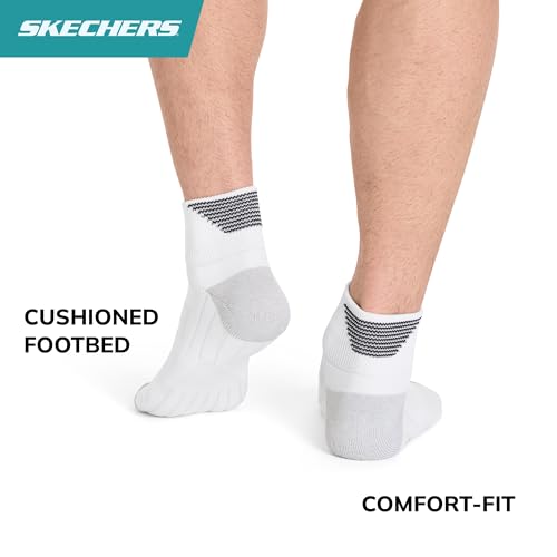 Skechers Men's 3-Pack Performance Golf Quarter Crew Socks White 10-13