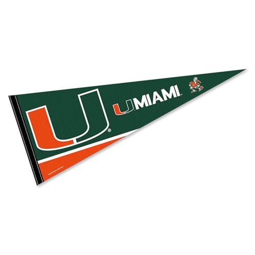 Miami Canes Full Size Felt Pennant Flag - 12x30 Inch