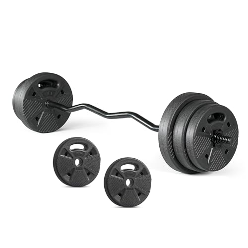 CAP Barbell Threaded Curl Bar Set with 50 LB Cement Grip Plates for Home Gym