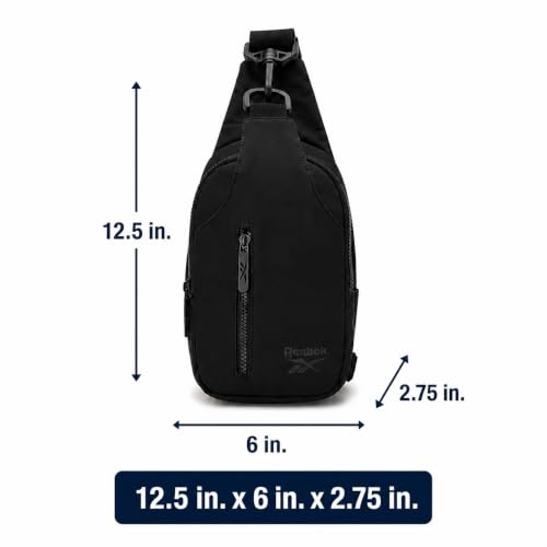Reebok Compact Crossbody Sling Bag for Men & Women - Berry Black, One Size