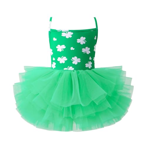 Toddler Girls Tutu Dress - Tulle Ballet Leotard Outfit, 5-6 Years Green Clover