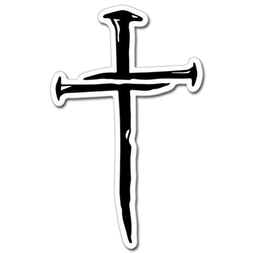 Cross Nails Sticker - 3 Inch Vinyl Decal for Indoor/Outdoor Use