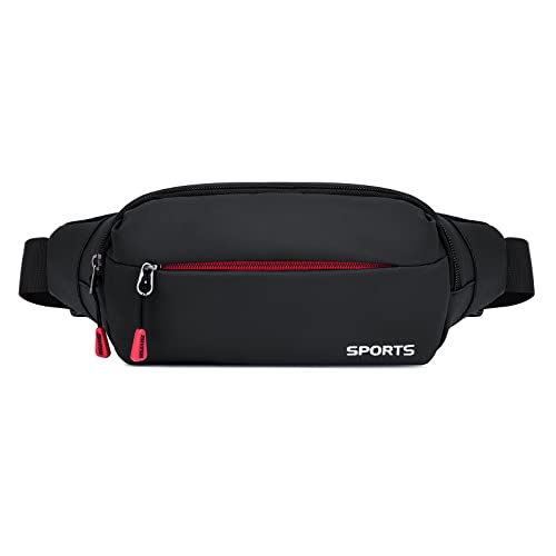 Jinfield Water-Resistant Unisex Fanny Pack Black, Small Sports Waist Bag