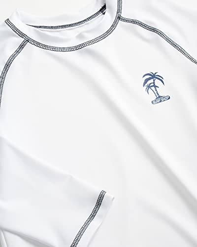 Boys UPF 50+ Long Sleeve Rash Guard Swim Shirt - White