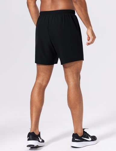 Men's 2 in 1 Running Athletic Shorts - 5 Inch Inseam, Quick Dry, Medium / Black