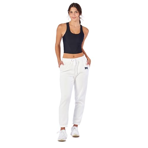 NCAA Women's Tapered Joggers with Pockets - Michigan Wolverines, Small, White