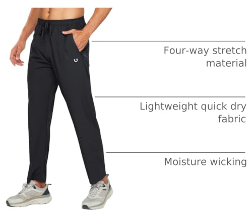 Men's Lightweight Quick Dry Athletic Pants - Large, Black