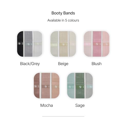 Fabric Booty Bands Set - 3 Resistance Levels for Pilates - Mocha