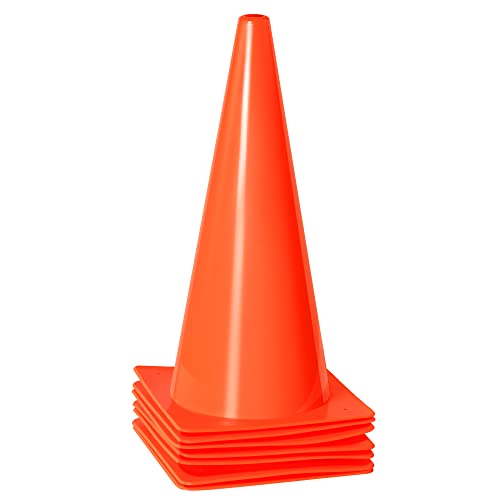 15 Inch Traffic Safety Cones, [7 Pack] Orange Parking Cones| Training Cones| Soccer Cones, Plastic Cones for Indoor/Outdoor Activity & Festive Events