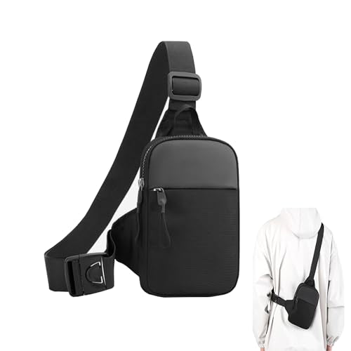 Water Resistant Crossbody Sling Bag with Dual Pockets - Black
