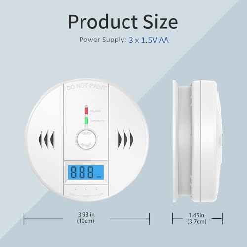 Carbon Monoxide Detectors, CO Detector Battery Powered, Carbon Monoxide Alarm with Sensitive CO Sensor, LCD Display and Sound Warning for Home, Bedroom, Kitchen