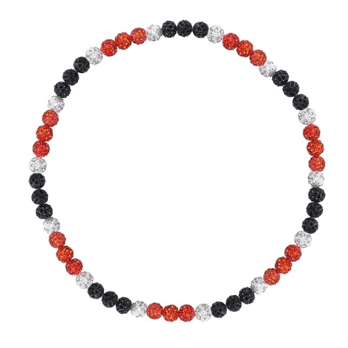 Baseball Necklace for Men & Women - Rhinestone Discoball, 18 inch, Orange/White/Black
