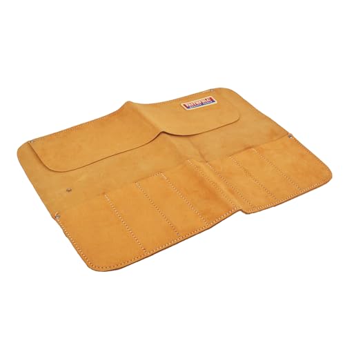 Faithfull Suede Leather Chisel Roll - 8 Pocket, Water Resistant & Compact Tool Organizer - Tan