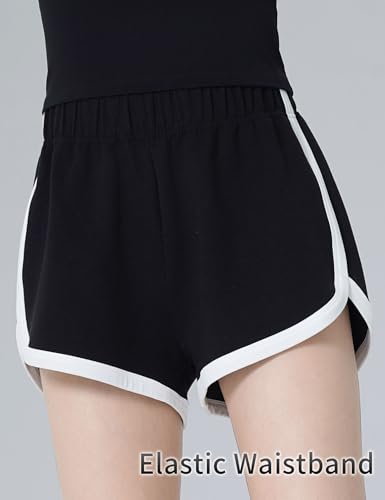 Yoga Shorts for Girls - Contrasting Short Pants, Medium Black