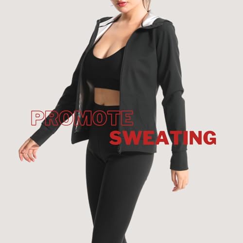 Nano Hertz Sauna Jacket Top Black X-Large Women Girls Weight Loss Sweat Suit