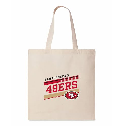 San Francisco 49ers Canvas Tote Bag with Shoulder Straps - 14" x 15" Beige