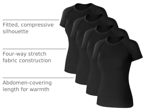 Coume Women's Compression Shirts X-Large Black 4-Pack Athletic Tops