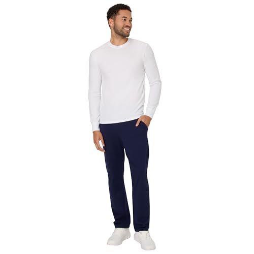 Hanes Men's Lightweight Cotton Jogger Pants - Athletic Navy Large - Cinch Waist, Open Bottom, 29"/31"