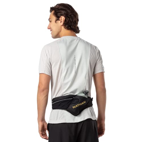 Hydration Waist Pack Belt with 18 oz Speed Draw Flask - Black/Gold