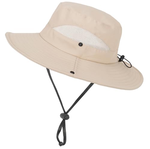 Kids Wide-Brim Sun Hat with UV Protection - Beige