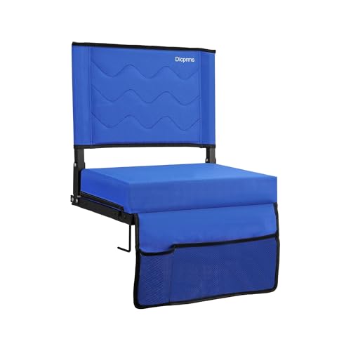 Dicprms Blue Bleacher Seats with Back Support and Cushion, Portable Folding Stadium Chairs