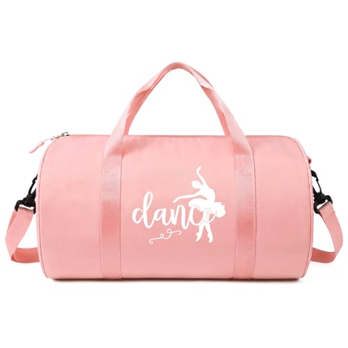 KUIRAN Pink Small Dance Bag 8L Duffle Tote with Shoulder Strap for Ballet, Gym, Travel