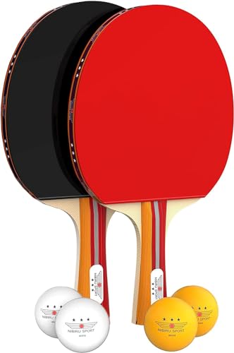 Professional Ping Pong Paddle Set with 2 Rackets, 4 Balls & Case