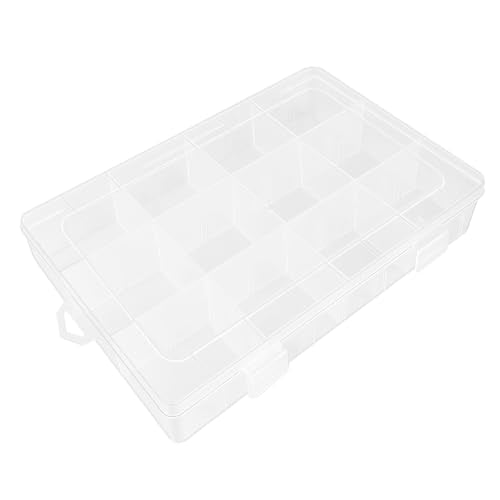 Clear Fishing Tackle Box - 12-Compartment Organizer with Adjustable Dividers