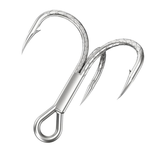 Treble Fishing Hooks - 4X Strong Triple Hooks, Size 3/0