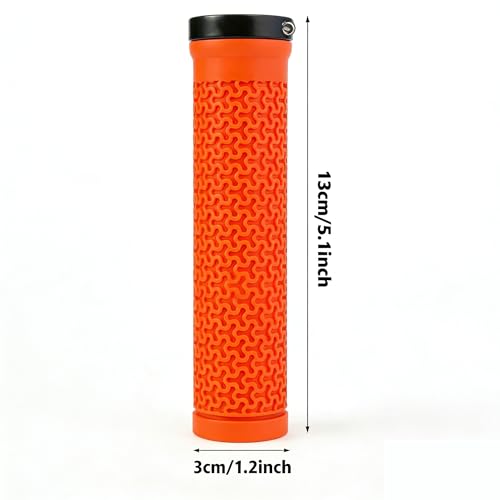 Ergonomic Non-Slip Bike Grips - Orange Lock-On Rubber Handlebar Grips