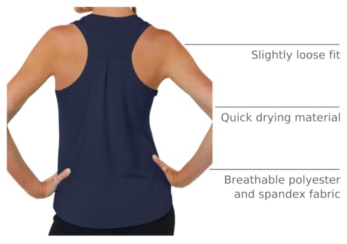 Women's Racerback Workout Tank Top - Loose Fit Quick Dry Athletic Shirt