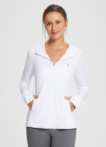Women's Lightweight Sun Protection Jacket Hoodie - White, Large