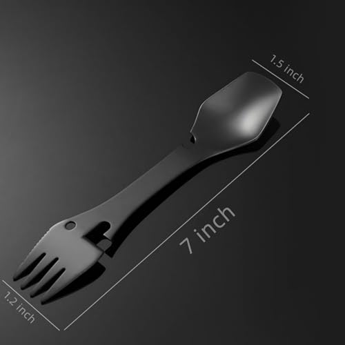 Multi-Function Stainless Steel Camping Spork Set - Black & Silver