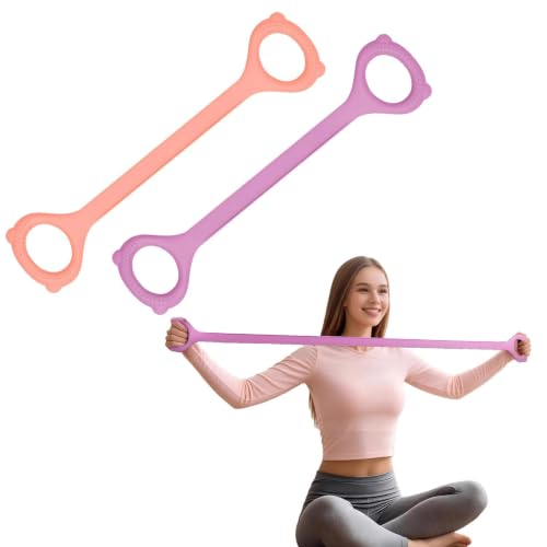 Figure 8 Resistance Bands - 2 Pack with Anti-Slip Handles for Yoga