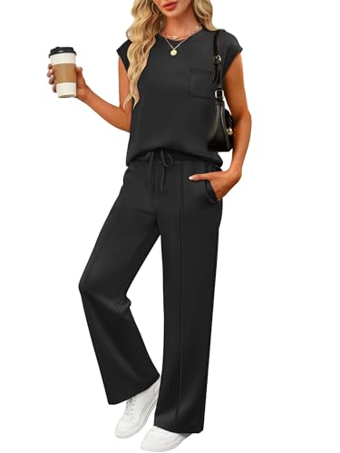 ANRABESS 2-Piece Travel Airport Outfit Sets for Women - Large Black