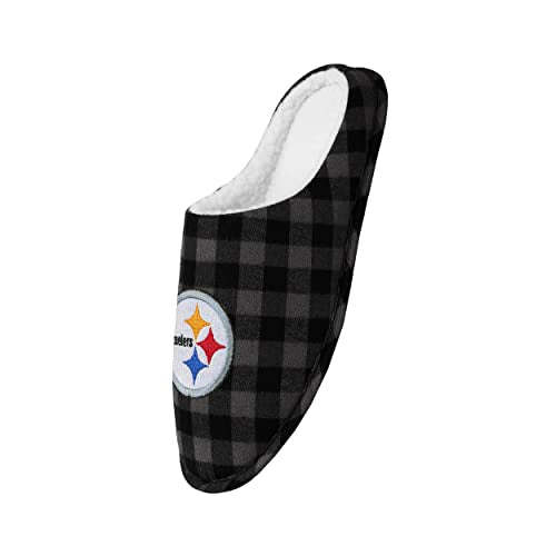 Men's Sherpa Lined Buffalo Check Memory Foam Slippers